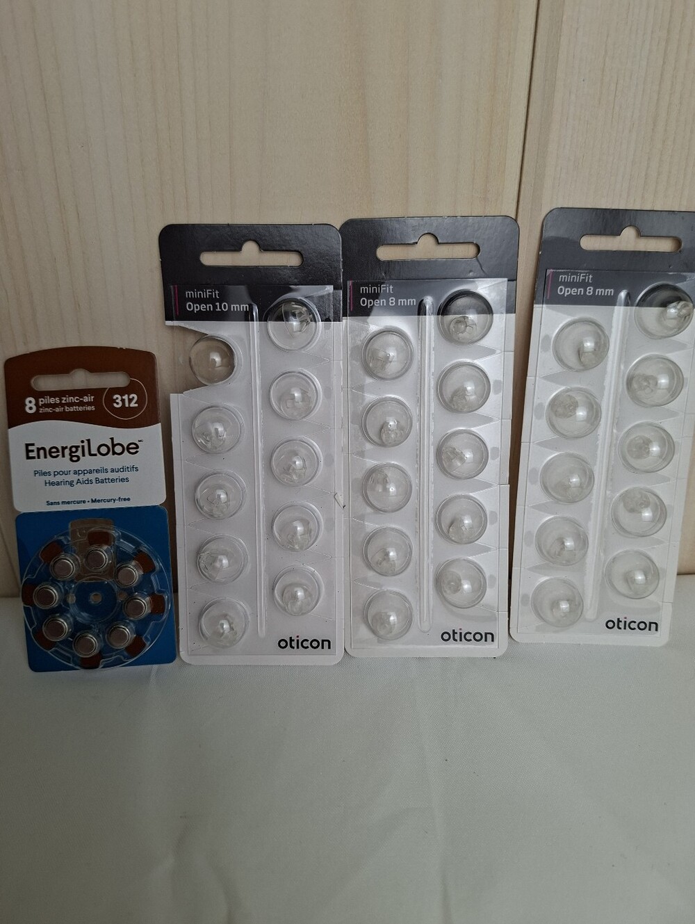 Hearing Aid Domes Replacements Minifit Oticon Domes 8 mm + Aids Batteries #312